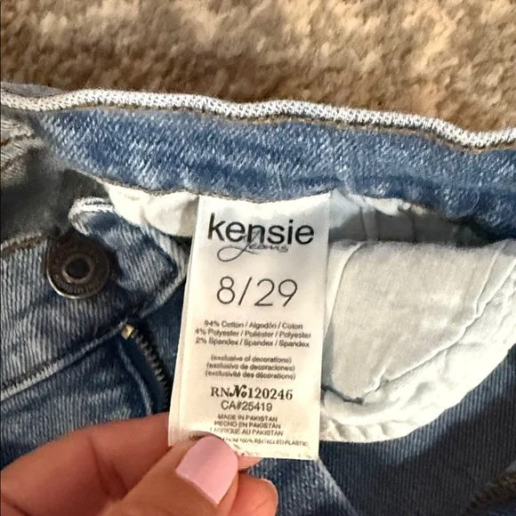 Kensie Blue Straight Leg Jeans with Distressed Details - Picture 3 of 3